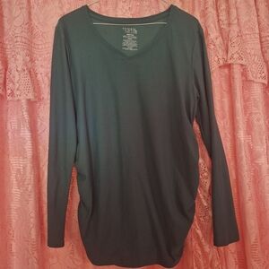 TIME AND TRU| WOMEN'S TEAL LONG SLEEVE MATERNITY TOP
